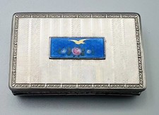 Authentic Antique Art Deco Guilloche Enamel Vanity Pocket Case Hand-Painted picture