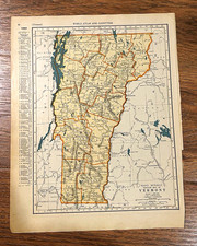 Antique 1937 map of Vermont 14”x11” picture