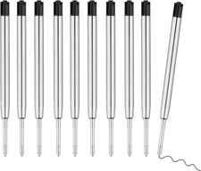 10Pc Ballpoint Pen Refills Black Ink 1mm Medium Tip Parker Style picture