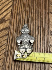 Extremely Rare Japanese Jomon History Dogu Figure Metal Pin Brooch  picture