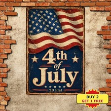 Patriotic Welcome American Flag Heart Freedom Celebration Plaque Metal Sign 8x12 picture