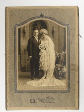 Wedding Portrait Flapper Bride Groom Grand Studio Milwaukee WI c1920s VTG Photo picture