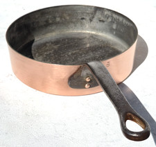 Vintage 9.6inch French Copper Saute Pan Special  Villedieu Tin Lining 2mm 4.4lbs picture