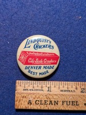 Antique Denver Colorado Lindquist's Crackers  Pinback  Whitehead And Hoag picture
