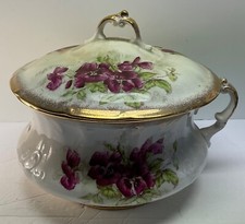 Homer Laughlin Chamber Pot AntiqueSignatureMark 1894-1905Pansies picture