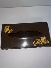 VTG Wolff Brand Tissue Box Holder Owls MCM Brown Color Mid Century Mountable picture