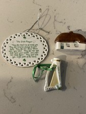IRISH DRESDAN COTTAGE Dresdan Irish Harp Cashs Of Ireland Irish Prayer Ornaments picture