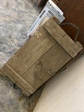 Vintage US Military Wooden Cannon Ammunition Crate Ammo Box Rope Handles picture