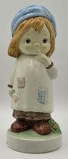 Vintage World Gift Hand Painted Little Girl Holding Flower In Her Hand Japan picture