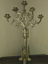 Solid Brass Extremely Ornate 5 Candle Gothic Candelabra Fabulous  picture