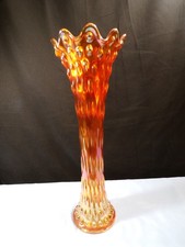 Fenton Marigold Carnival Glass Mid Size Rustic Swung Vase 15 3/8