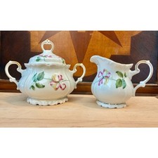 Edelstein Bavaria Sugar Bowl Creamer Set Maria Theresia Germany Honeysuckle picture