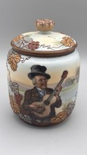 Antique Nippon Scenic Man Portrait Humidor Jar Hand Painted Stunning Quality picture