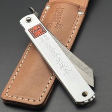 Ichizo Higonokami Folding Knife Miyamoto Musashi Extra Large Leather Case Japan picture