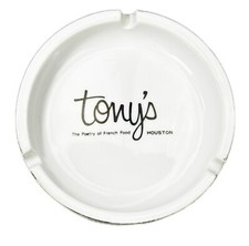 Rudi’s Restaurant 4.5” Porcelain Ashtray White Black Gold Rim picture