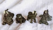Lot of 4 Vintage Resin Elephant Figurines Miniature Textured Tree Bark Style Min picture