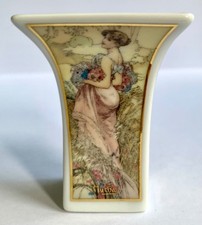 Alphonse Mucha Four Seasons Art Nouveau Goebel Porcelain Mini Vase 2 1/2” Tall picture