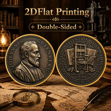 Johannes Gutenberg Memorial Coin Movable Type Press Collectible 1-pc picture