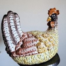 Vintage Italian Majolica Ceramic Chicken Hen on Nest Covered Tureen P. D'Anna picture