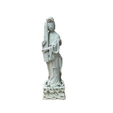 Vintage Off White Porcelain Standing Bodhisattva GuanYin Statue GB858 picture