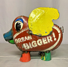 AARON JACKSON Dream Bigger Flying Pig Metal Folk Art Sculpture Think Outside picture