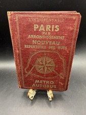 Vintage Paris Par Arrondissement Street Guide Map Book Metro Autobus 1937  picture