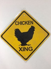 CHICKEN Xing Crossing Metal Caution Farm Sign 6”x6” (NEW) picture