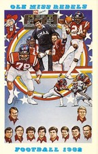 1982 OLE MISS Rebels Coaches University of MS Rebels TED WATTS postcard A55 picture