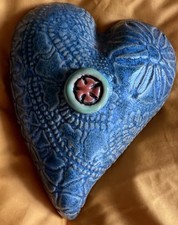 Laurie Pollpeter Eskenazi HEART Button & Lace Ceramic Wall Art Hearts Collection picture