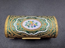 Vtg Enameled Box Hand Engraved Hand Painted Miniature Painting 3 1/2