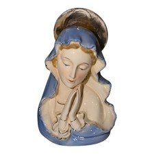 Vintage Mary Madonna W/Praying Hands Ceramic 6.5