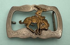 VTG Cowboy Western RARE Open Design Renalde American Saddle Bronc Belt Buckle picture