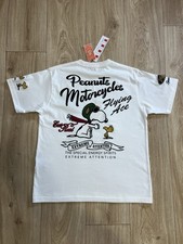 NWT SNOOPY x FlagStaff  Peanuts Motocycles Flying Ace White T-Shirt Large NOS picture