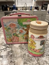 Vintage 1983 Alladin Rose Petal Place Metal Tin Lunchbox With Thermos picture