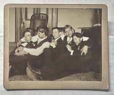 Antique Photo Group Of Men Hugging Cuddling On Floor Cabinet Photo Gay Int picture