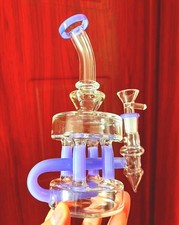Purple used Recycler rig Matrix glass Water Pipe bong Hookah Smoking picture