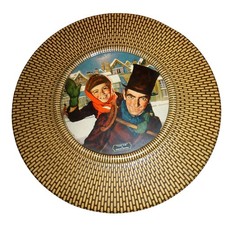 Vintage Tiny Tim Douglass Crockwell Christmas Tin Round 8 Inch Holiday Decor picture
