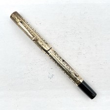 Antique Eclipse 14k Gold-Filled Floral Lever Fountain Pen (No Nib) AS IS picture