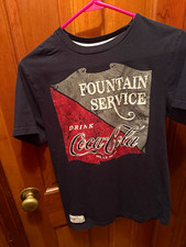 Coca-Cola Fountain Service Drink Vintage Embroidered Soda Shirt Black Red Gray picture