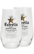 2x Estrella Damm Barcelona Beer Lager Glass 330ml 33c NEW M17 RITZENHOFF picture
