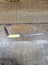 Vintage LK Co USA Letter Opener w/Knife Combo Faux Pearl Handle  picture