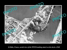 St Malo France Aerial View Wwii Bombing c1940 Old Large Historic Military Photo picture