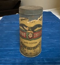 ANTIQUE Tin Canister Ghirardelli Instant Chocolate 1918 San Francisco California picture