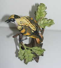 Milano Porcelain Bird Perched on Stump Figurine Warbler by Eda Mann picture
