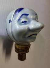 Antique Porcelain Woman’s Head Copper And Cork Bottle Stopper Hand Painted picture