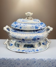 Hicks & Meigh Antique Real Stone China Chinoiserie Soup Tureen Underplate c1815 picture
