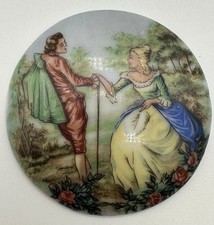 VTG Courting Couple Compact Porcelain made Germany Brooch Insert picture