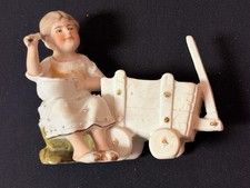 Vintage Pocelain Girl With Cart  Figurine picture