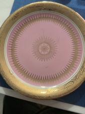 Vintage Eberthal Bavaria W Germany Pink Gold Footed Cup & Cake Plate 8205 picture