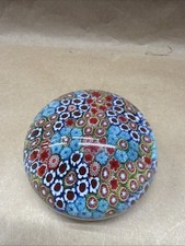 M Design Art Glass Mouth Blown Rainbow Ex Large Size Millefiori  Paperwei... picture